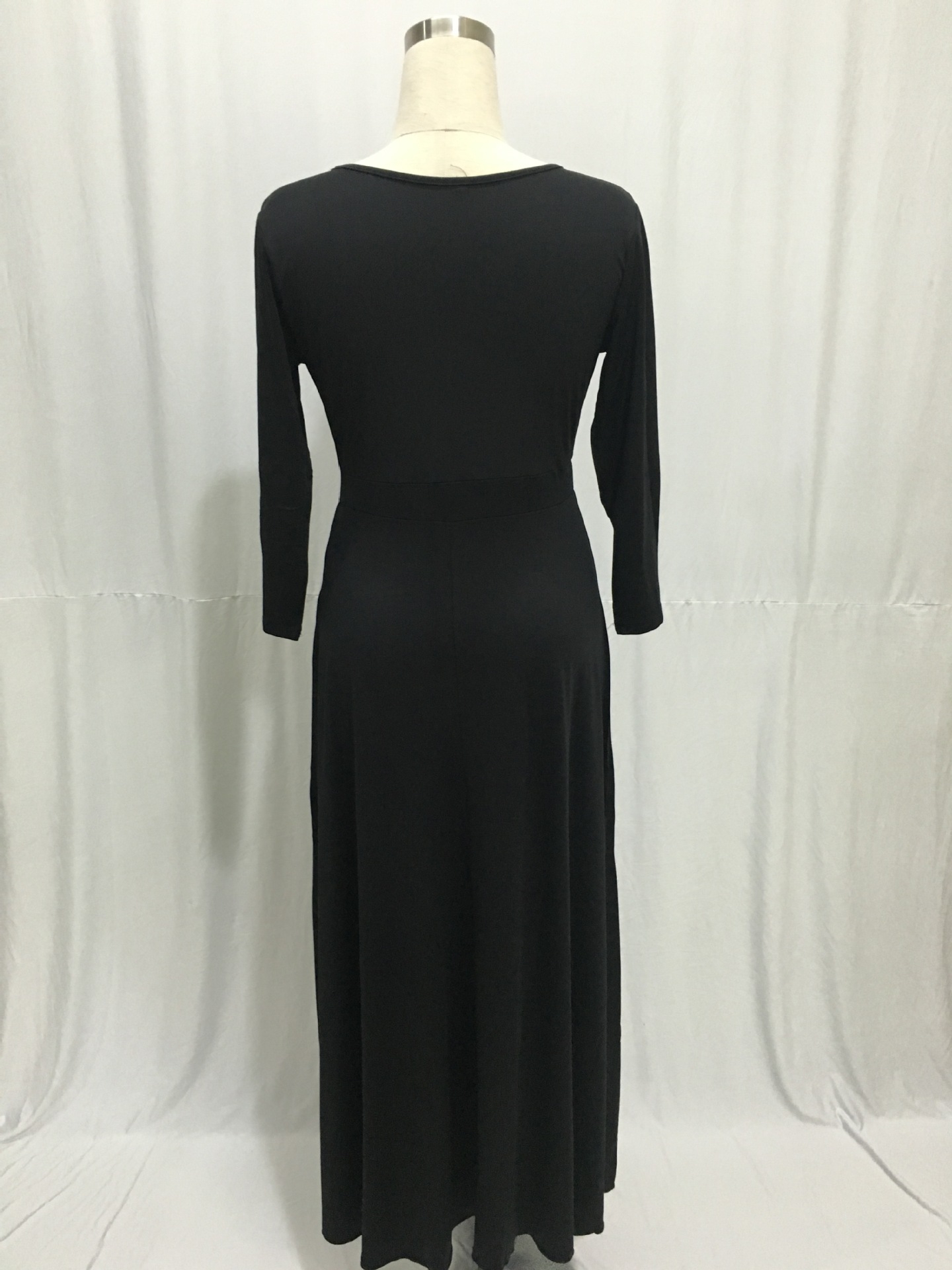 SZ60044-6 Women Long Knitwear V Neck Plus Size Bridesmaid Dress with Long Sleeve